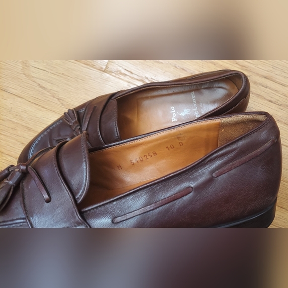POLO RALPH LAUREN RLF 370 MEN\'S BROWN LEATHER LOAFERS SIZE 10 D MADE IN ITALY main image 9